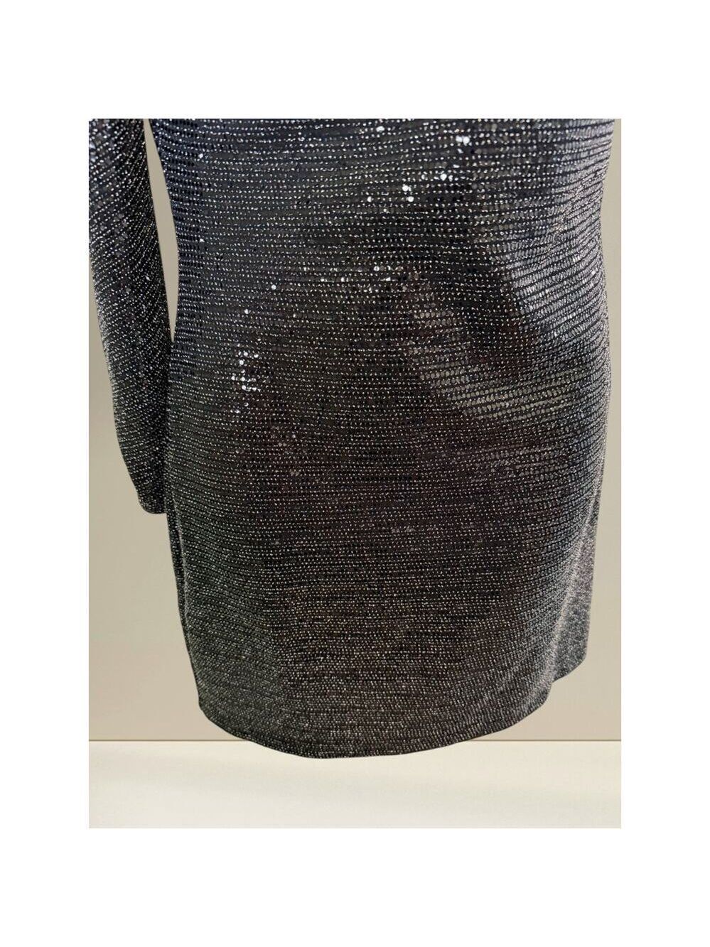 Zara One-Shoulder Black Metallic Sequin Mini Dress – Size S - Picture 3 of 8